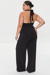 Plus Size Crisscross Halter Jumpsuit