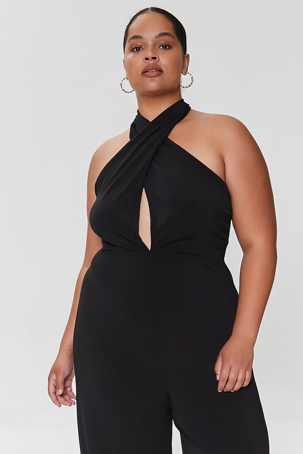 Plus Size Crisscross Halter Jumpsuit