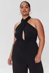 Plus Size Crisscross Halter Jumpsuit