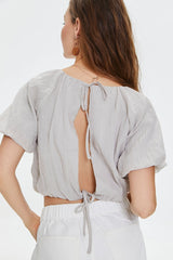 Puff-Sleeve Crop Top