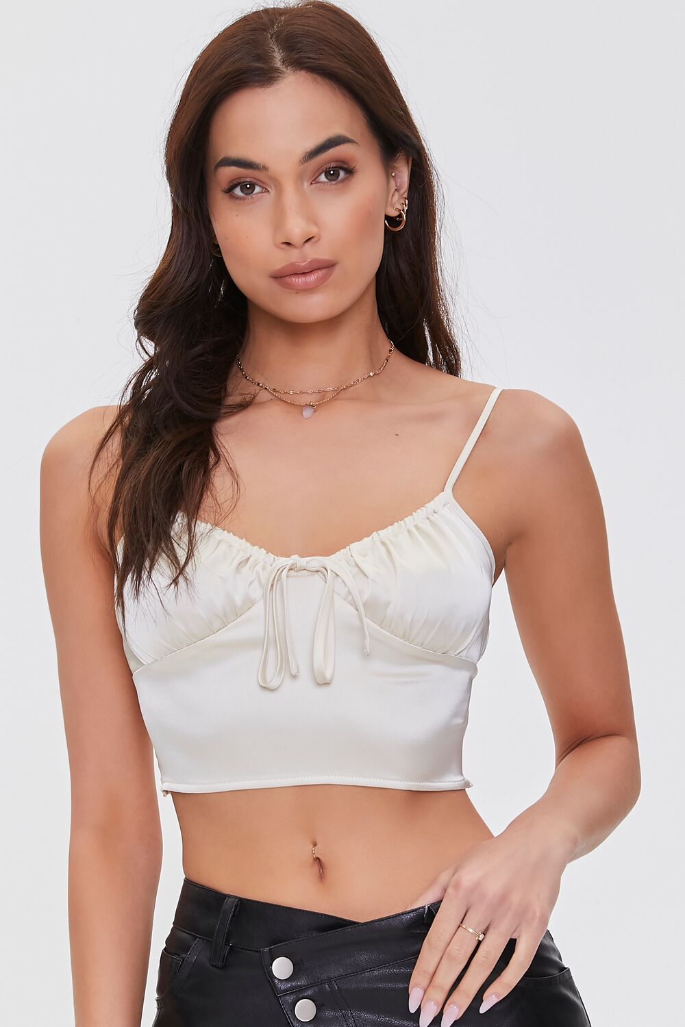 Satin Self-Tie Cropped Cami