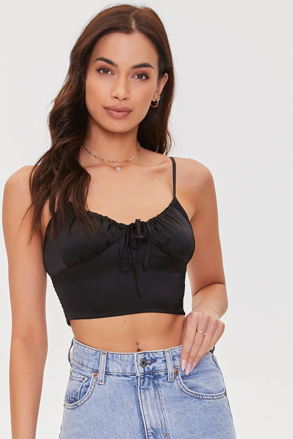 Satin Self-Tie Cropped Cami