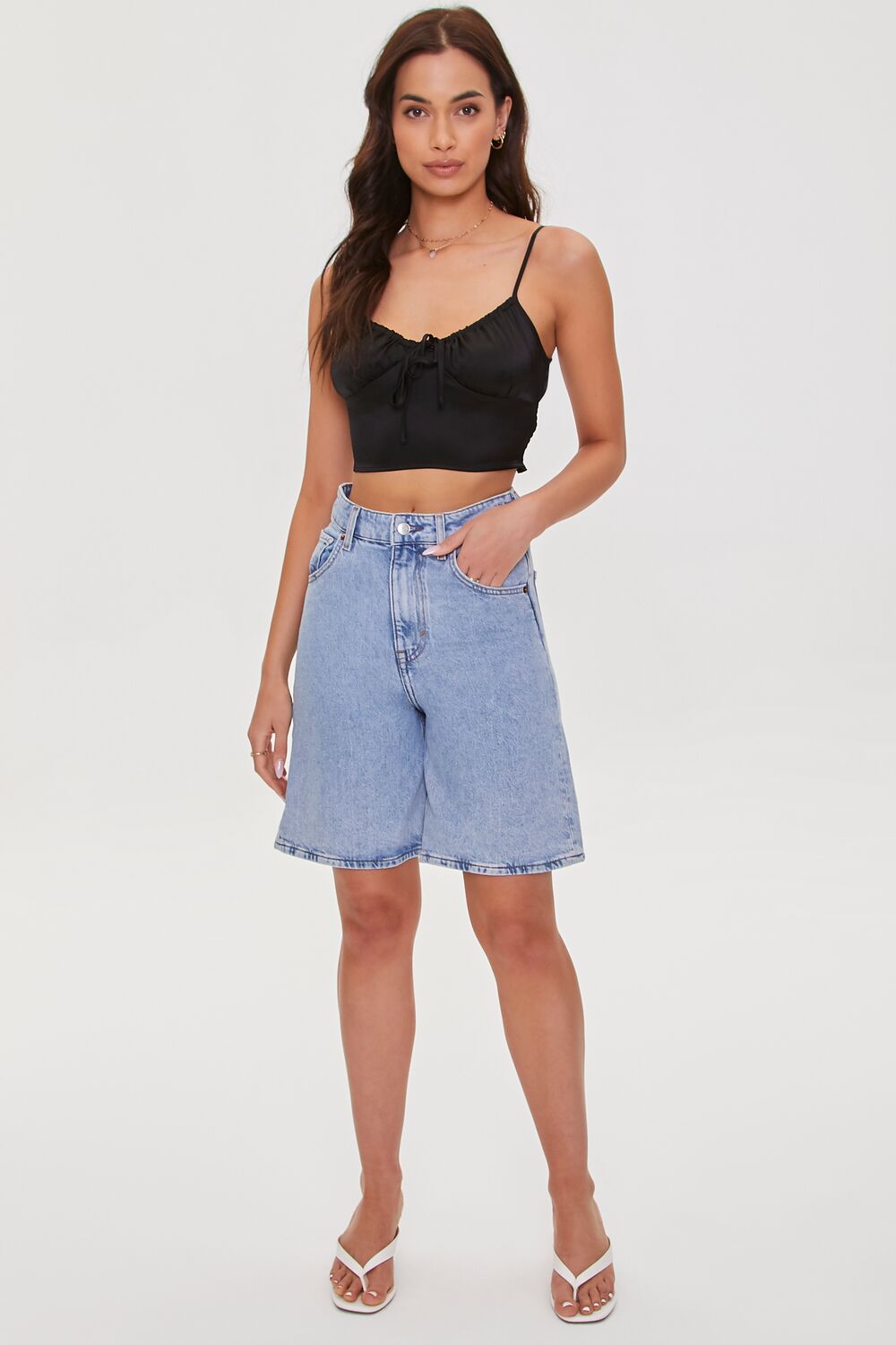Satin Self-Tie Cropped Cami