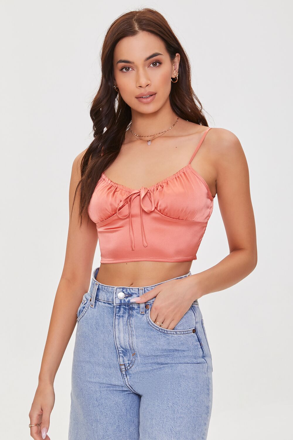 Satin Self-Tie Cropped Cami
