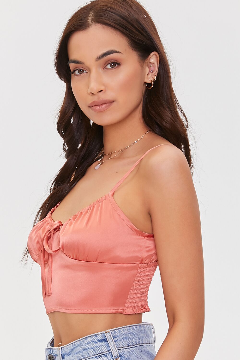 Satin Self-Tie Cropped Cami