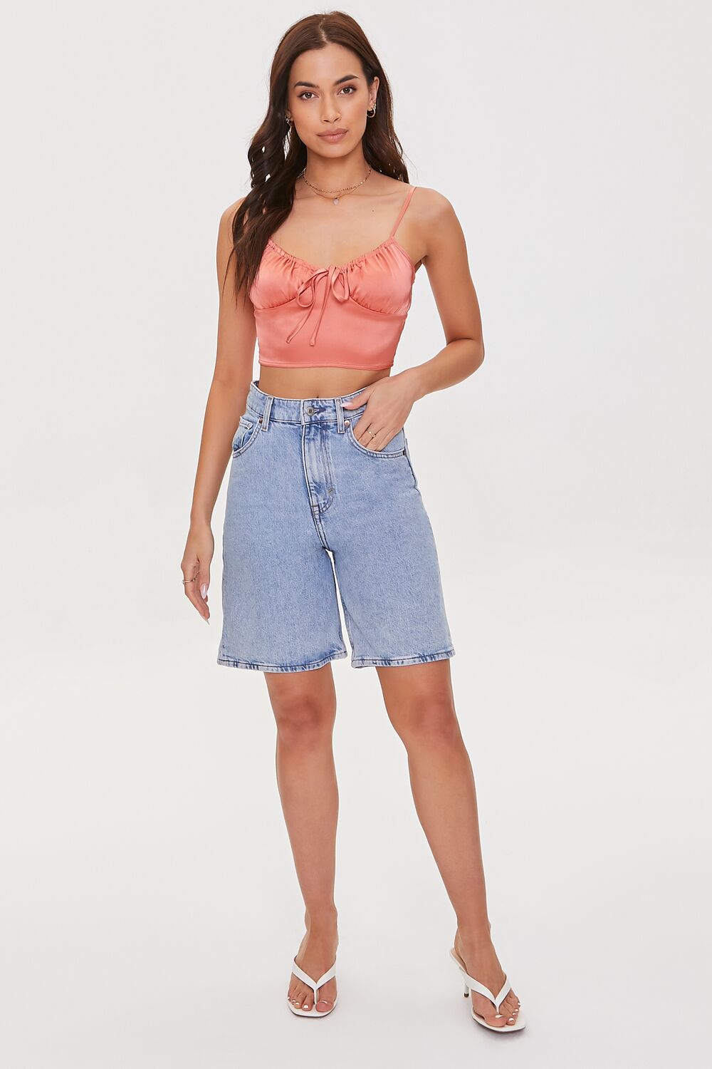 Satin Self-Tie Cropped Cami