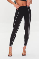 Contrast-Stitch Ribbed Leggings