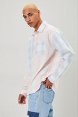 Reworked Plaid Button-Front Shirt