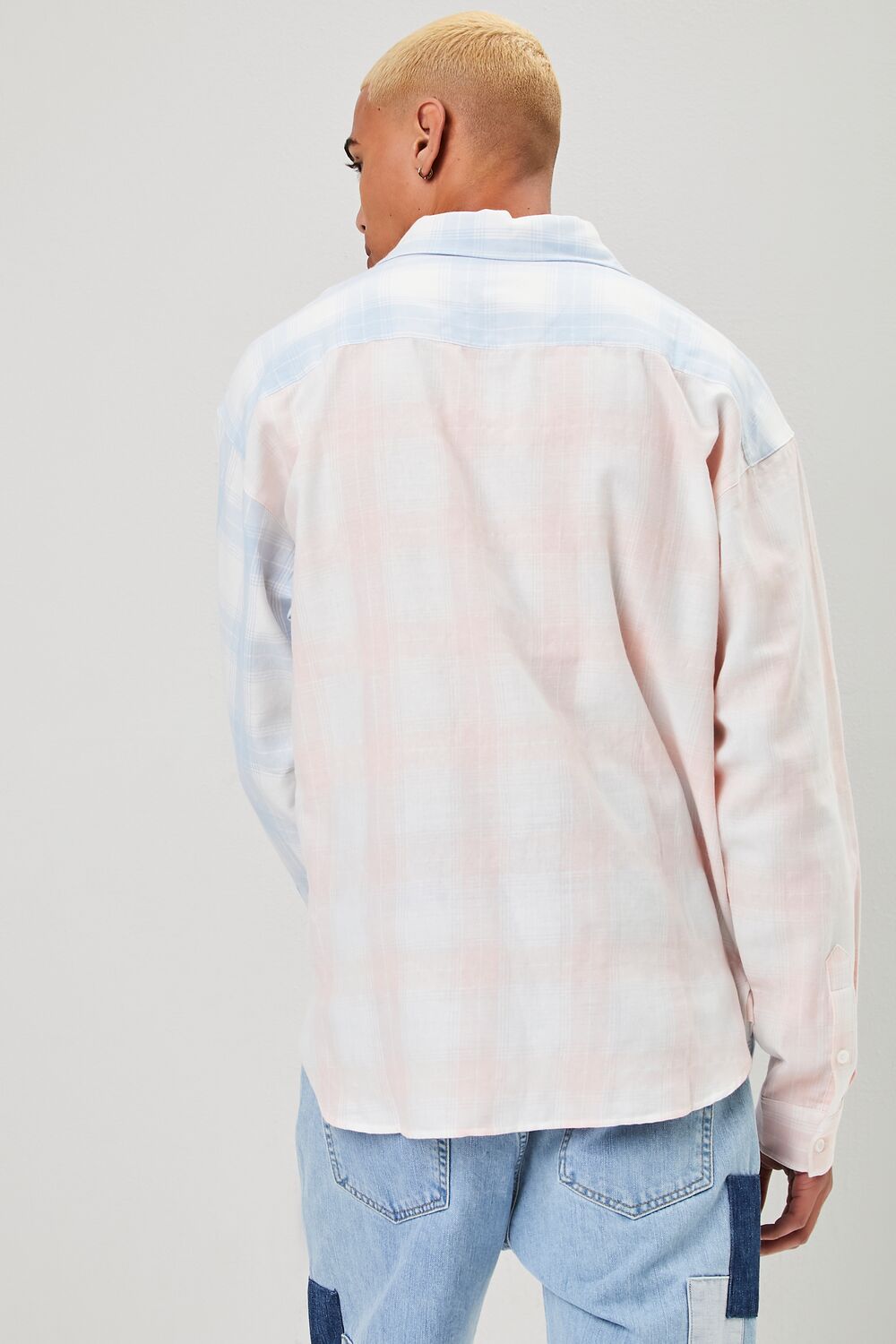 Reworked Plaid Button-Front Shirt