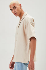Cuban Collar Linen-Blend Shirt