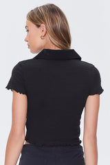 Smocked Lettuce-Edge Shirt