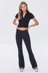 Smocked Lettuce-Edge Shirt