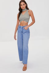 Wide-Leg Raw-Cut Jeans