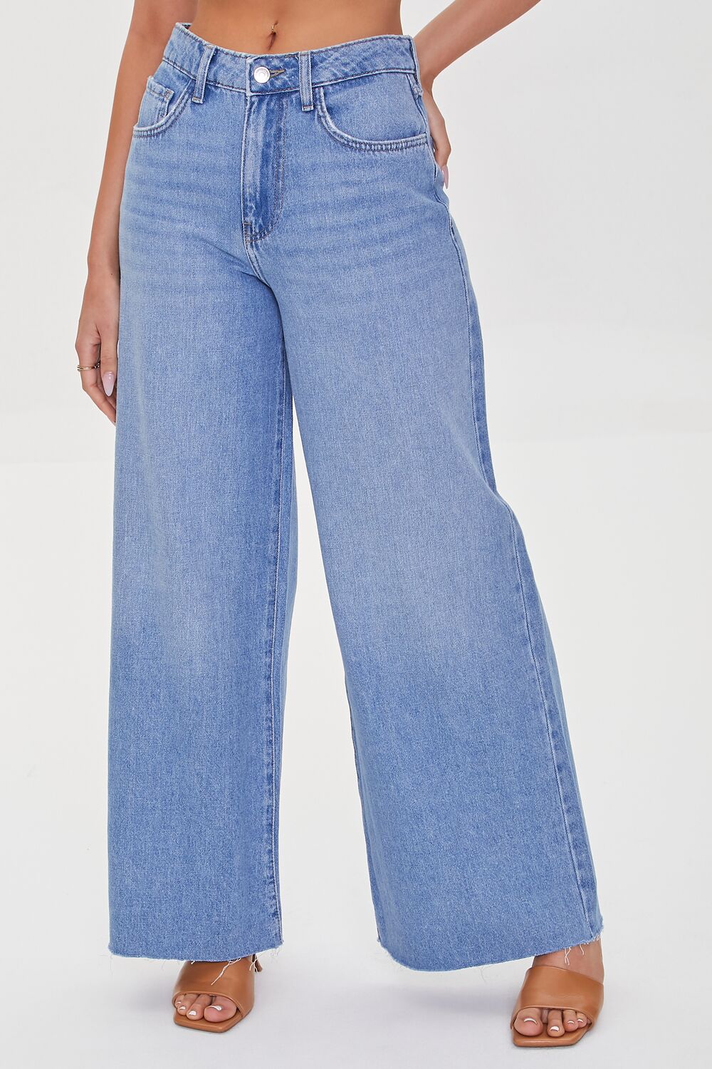 Wide-Leg Raw-Cut Jeans