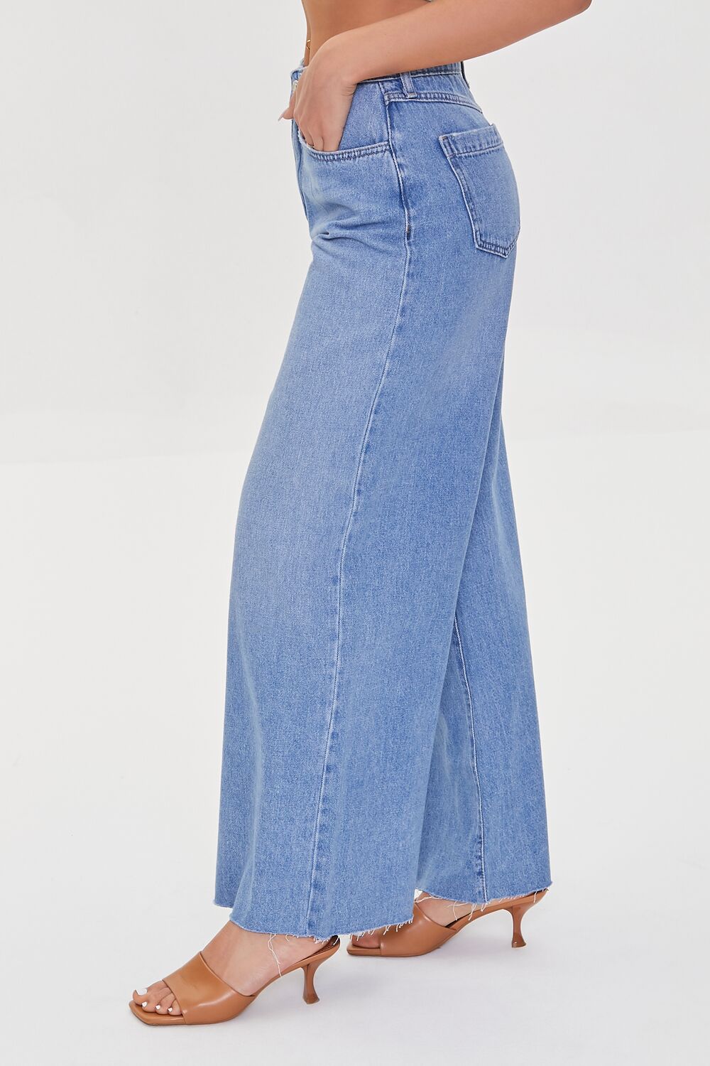 Wide-Leg Raw-Cut Jeans