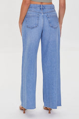 Wide-Leg Raw-Cut Jeans