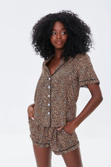 Leopard Pajama Shirt & Shorts Set
