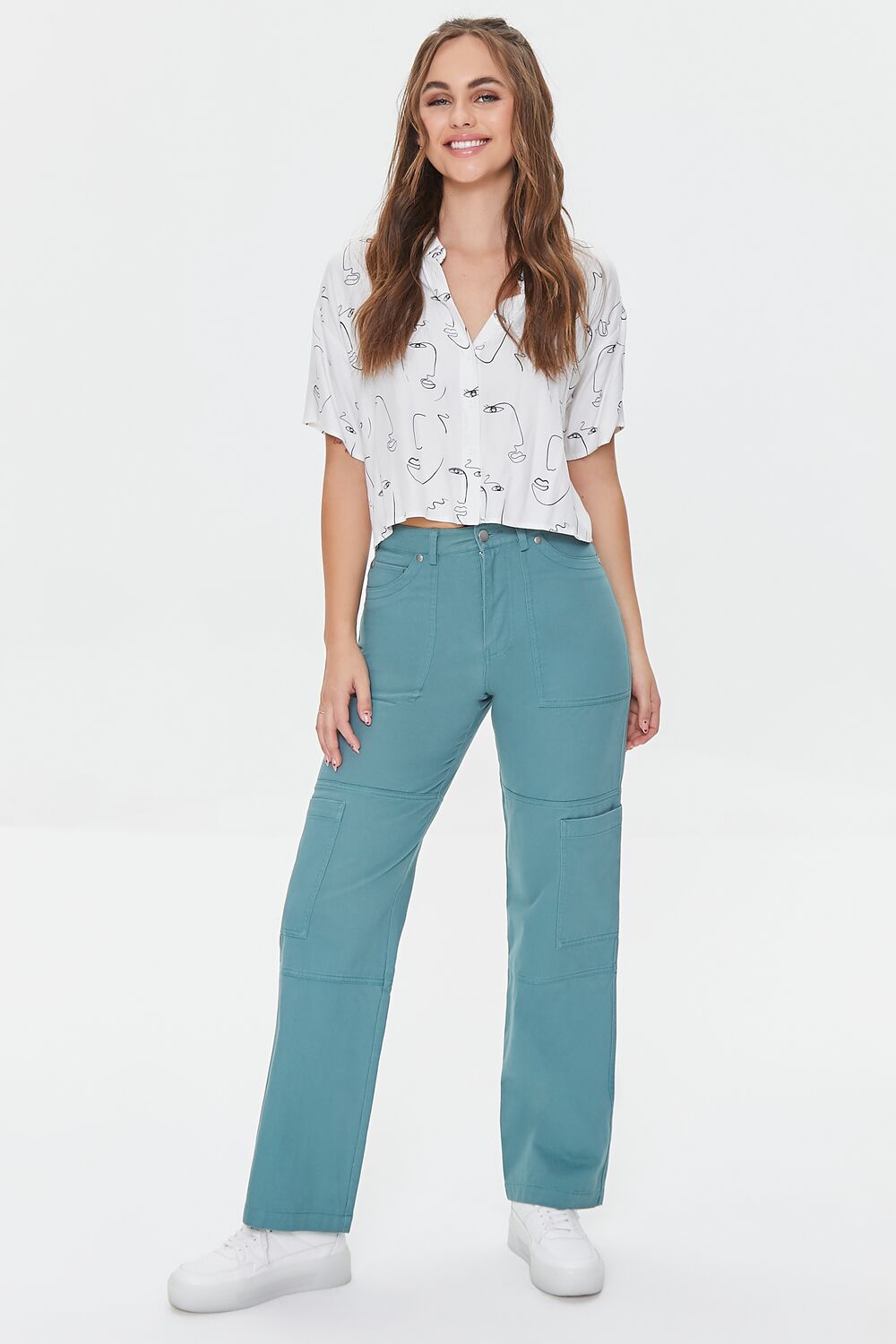 Twill High-Rise Pants