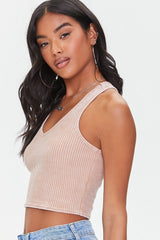 Waffle Knit Cropped Tank Top