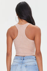 Waffle Knit Cropped Tank Top