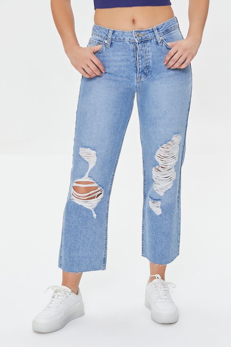 Frayed Mid-Rise Boyfriend Petite Jeans