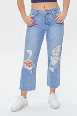 Frayed Mid-Rise Boyfriend Petite Jeans