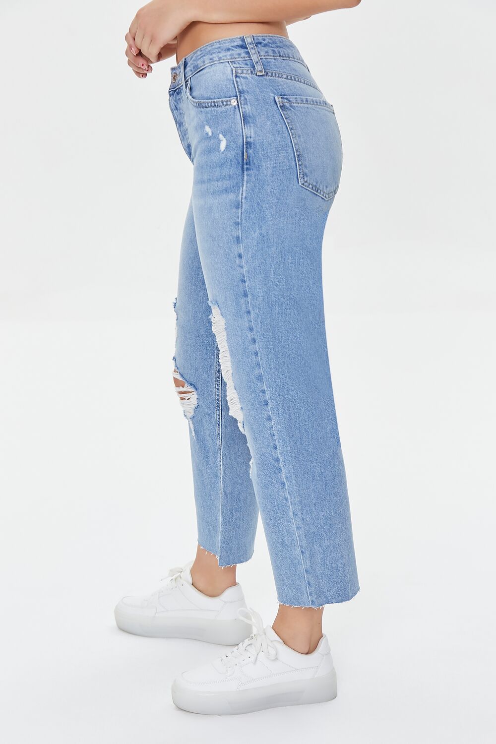 Frayed Mid-Rise Boyfriend Petite Jeans