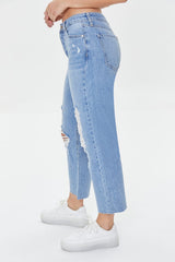 Frayed Mid-Rise Boyfriend Petite Jeans