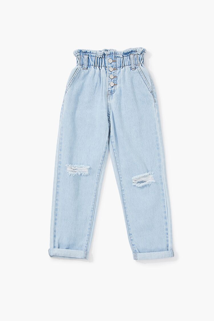 Girls Distressed Paperbag Jeans (Kids)
