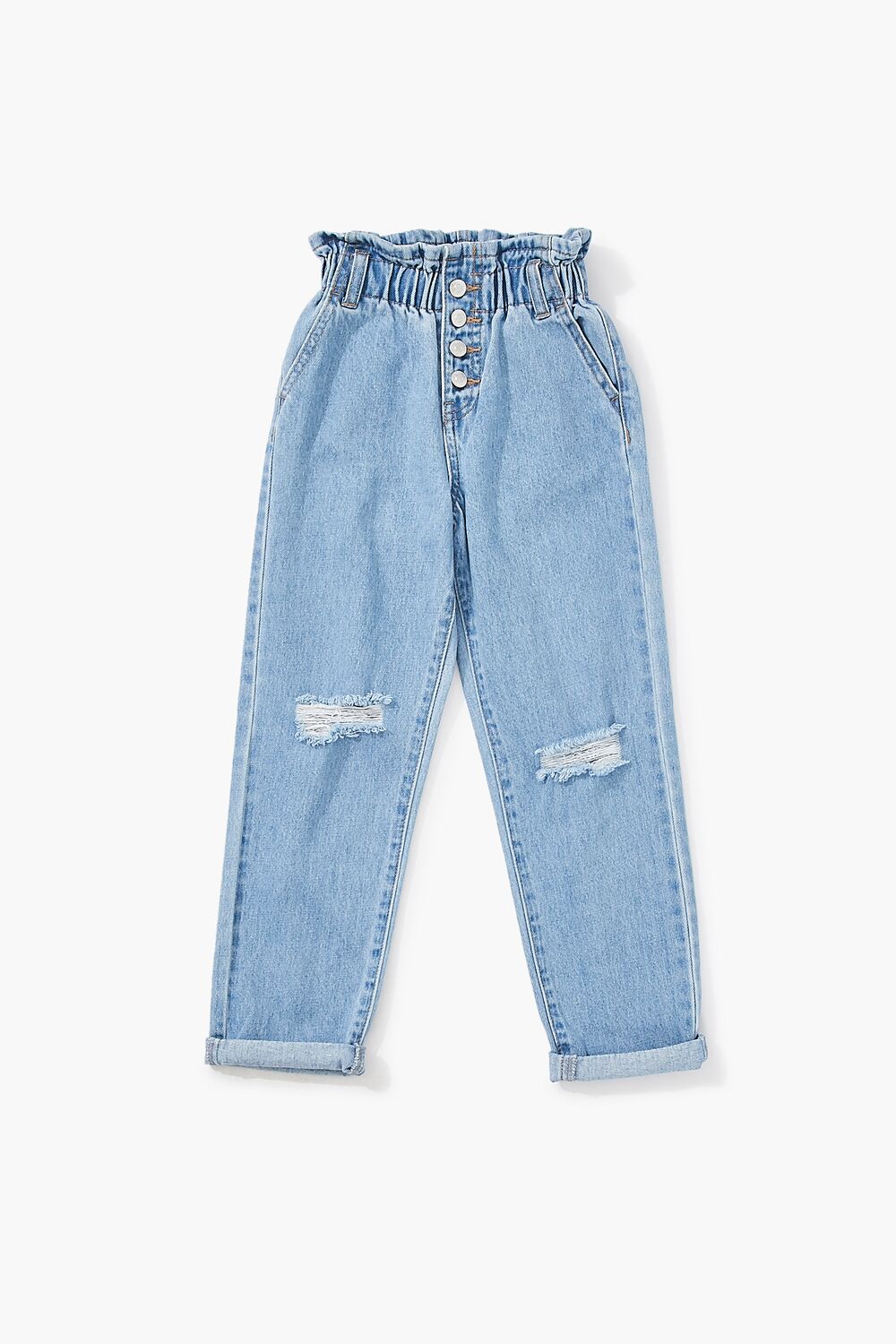 Girls Distressed Paperbag Jeans (Kids)