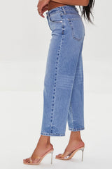 Recycled Cotton Distressed Straight-Leg Jeans