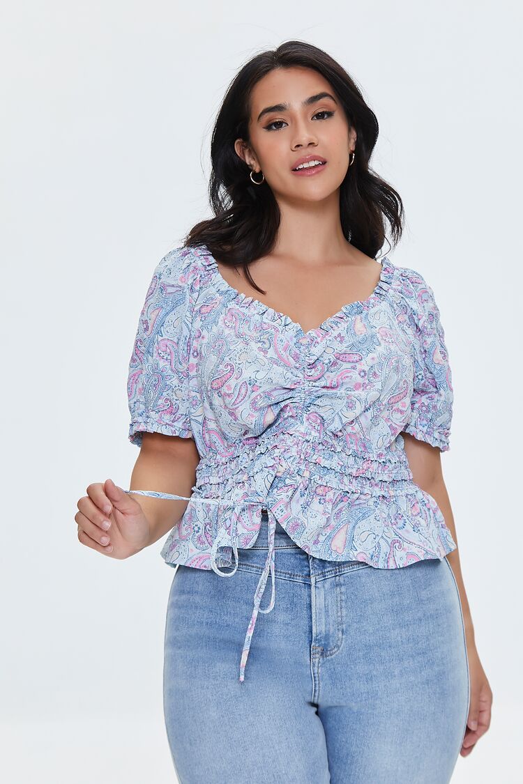 Plus Size Paisley Print Top