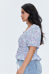 Plus Size Paisley Print Top