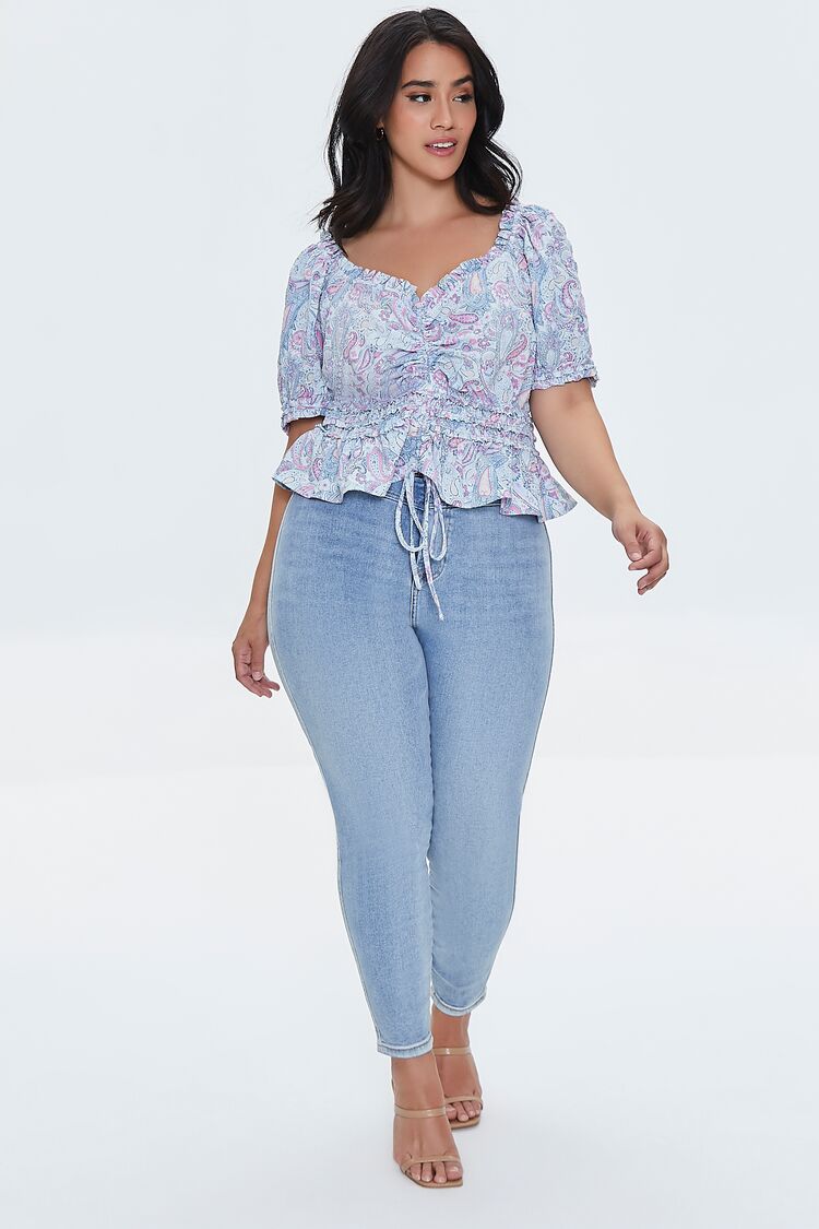 Plus Size Paisley Print Top