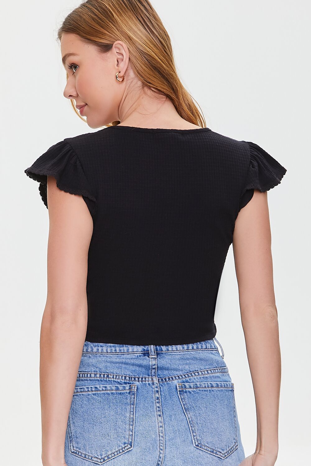 Flutter-Sleeve Crop Top