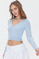 Fitted Split-Neck Sweater