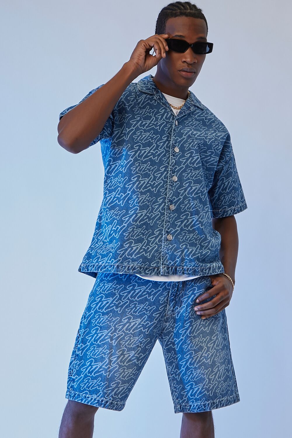 FUBU Print Denim Shorts