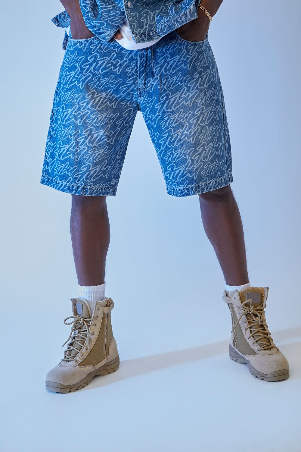 FUBU Print Denim Shorts