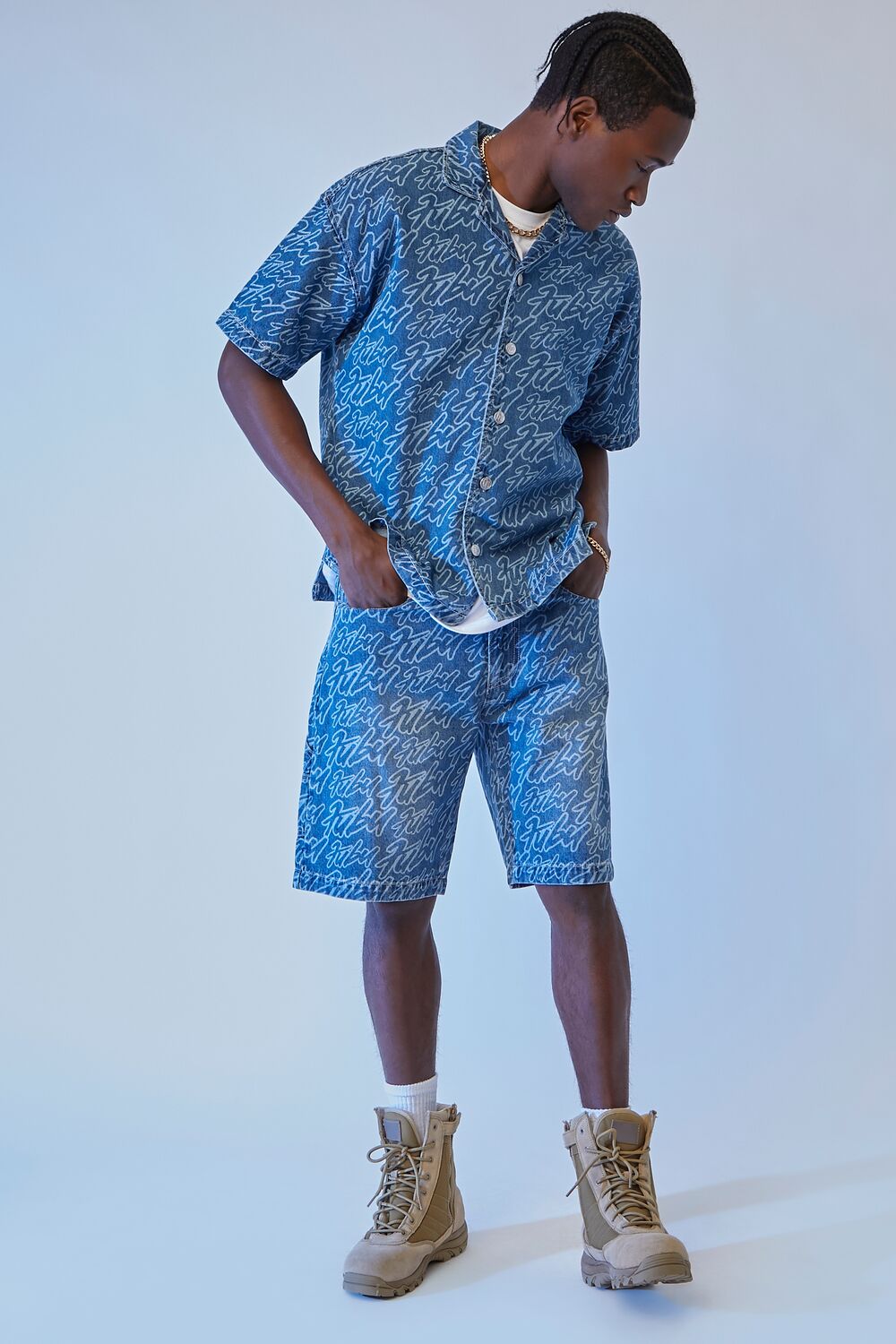 FUBU Print Denim Shorts
