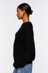 Half-Button Drop-Sleeve Sweater