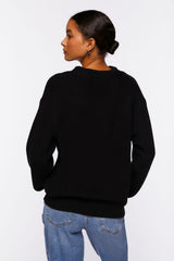 Half-Button Drop-Sleeve Sweater