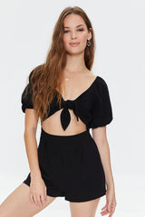 Tie-Front Cutout Romper