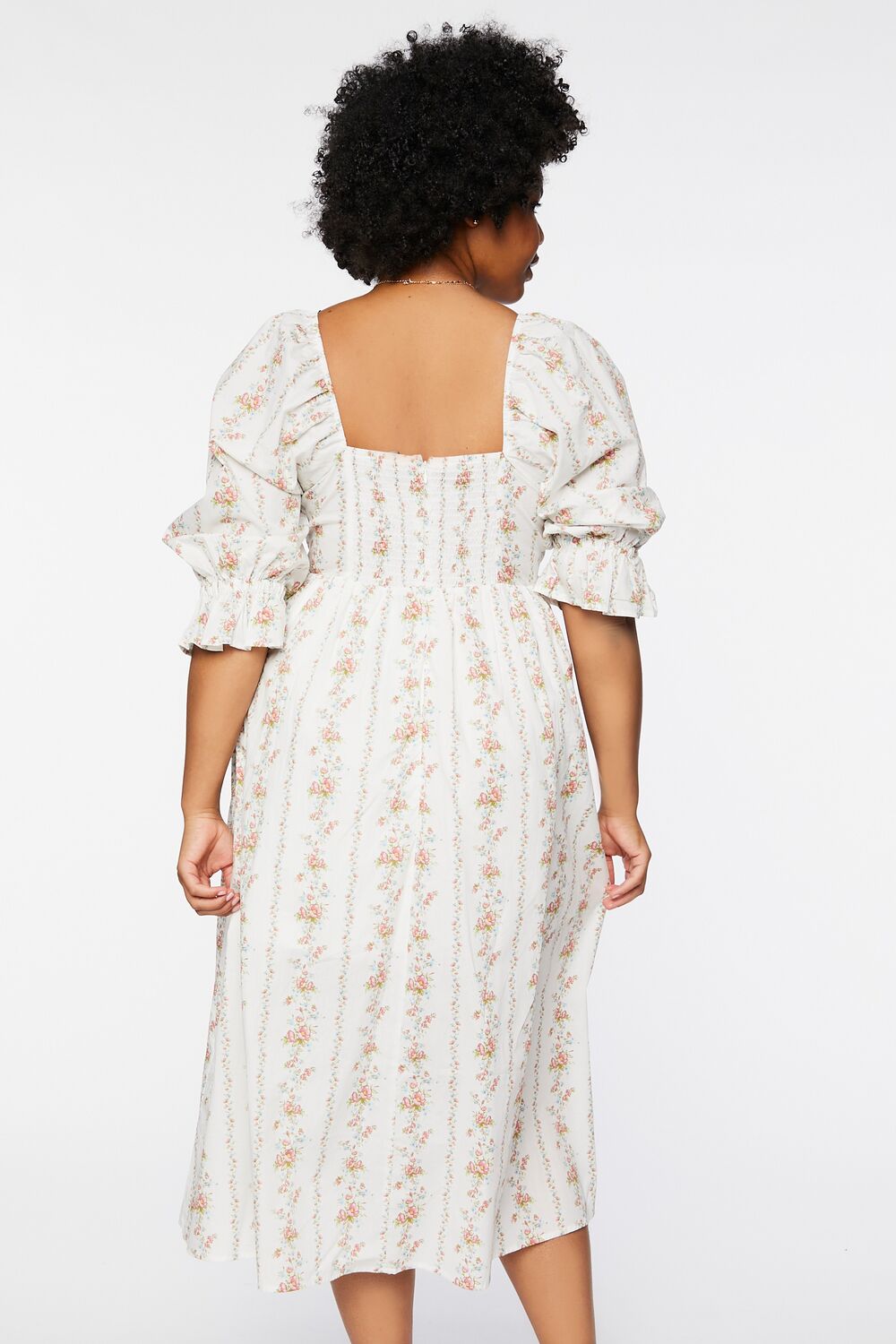 Plus Size Floral Print Midi Dress