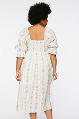Plus Size Floral Print Midi Dress
