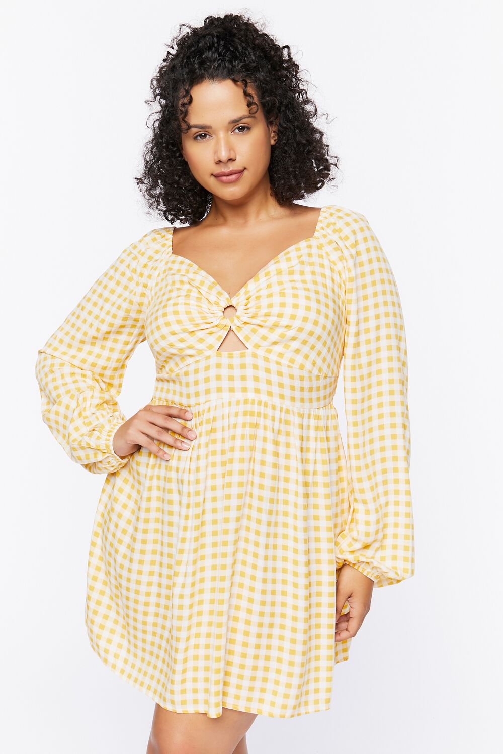 Plus Size Gingham Mini Dress