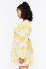 Plus Size Gingham Mini Dress