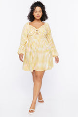Plus Size Gingham Mini Dress