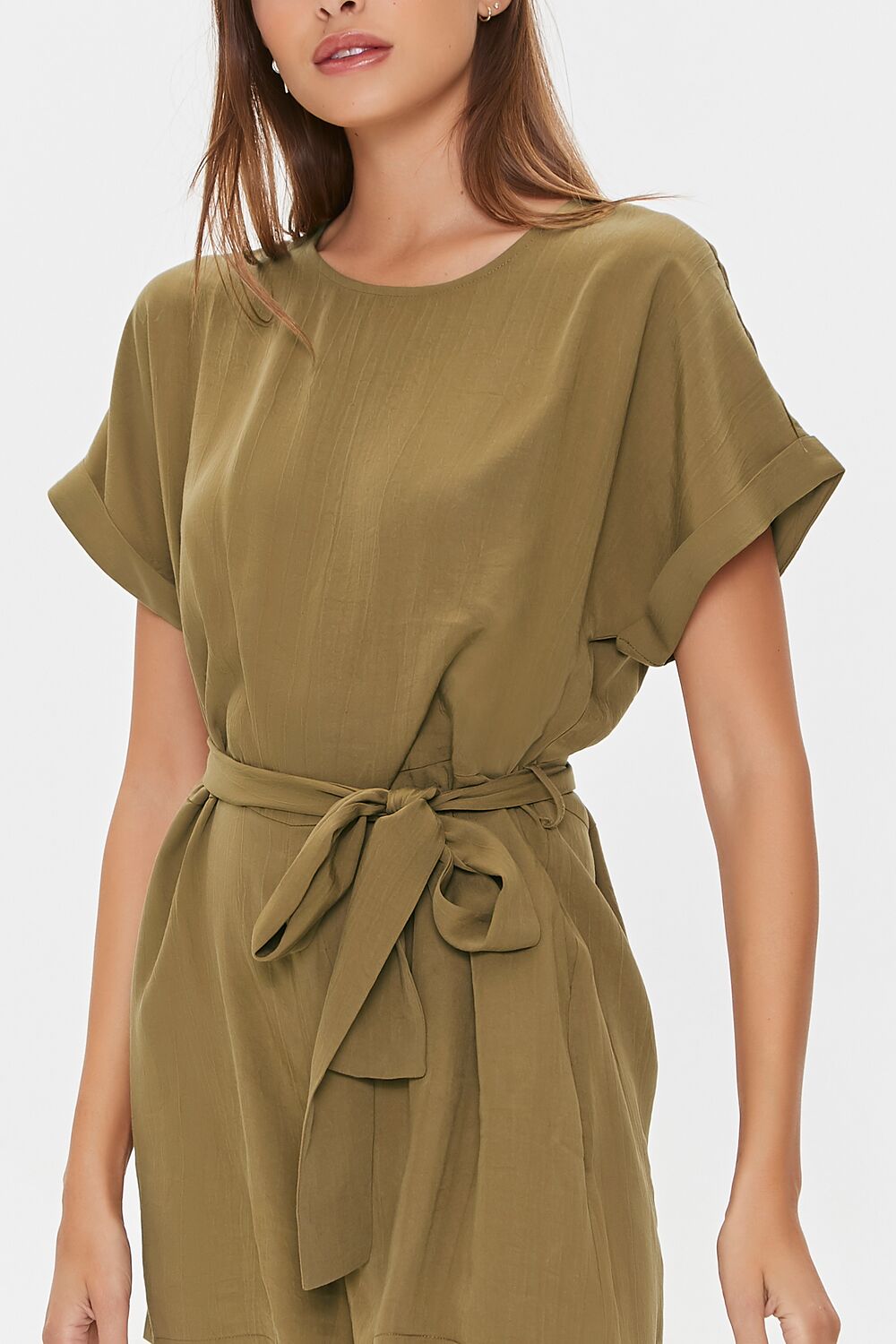 Belted Dolman-Sleeve Romper