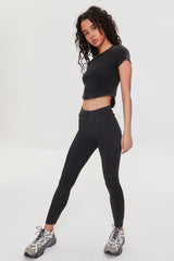 Ribbed Knit Button Leggings