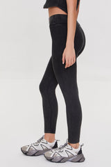 Ribbed Knit Button Leggings